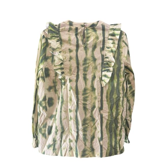 NWT Anthropologie Samant Chauhan Emilia Ruffled Tie Dyed Green Top Medium - Picture 3 of 10